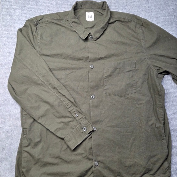 GAP Other - Gap Mens XXL Ripstop Cotton Button Down Shirt Olive Green Long Sleeve Overshirt